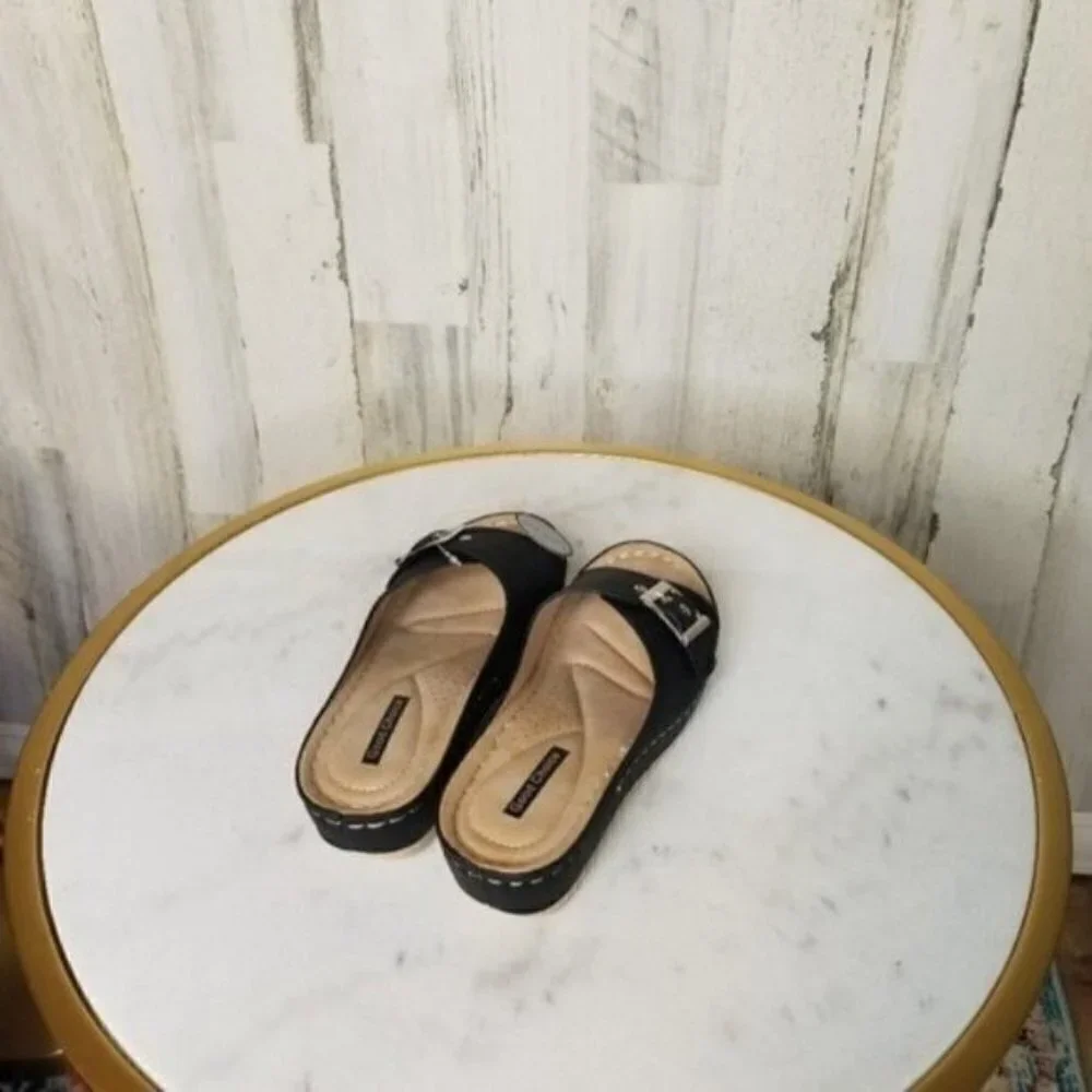GC Good Choice Shoes JUSTINA WEDGE SANDAL Black Wedge